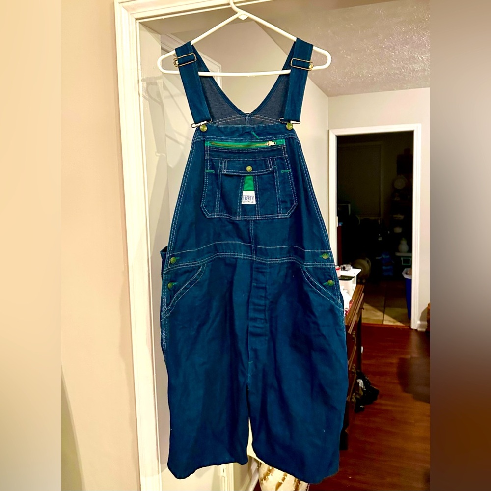 Liberty Woman’s Dark Blue Denim Overalls with 5 Pockets, Short Legged Vintage